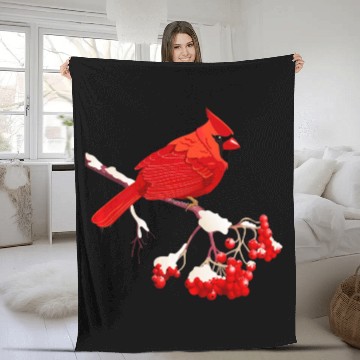 Discover Awesome Red Cardinal Birds Gift Nature Lover Funny Fleece Blankets