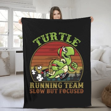 Discover Turtle Running Team Slow But Focused Funny Vintage Fleece Blankets