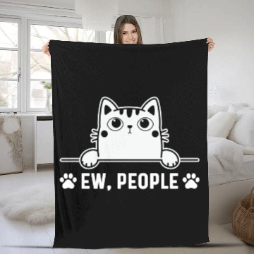 Discover Funny ew, people cat lover graphic Kitten Lover Fleece Blankets