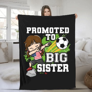 Discover Promoted To Big Sister Soccer Player American Flag Fleece Blankets