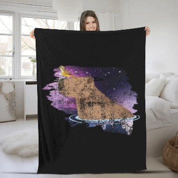 Discover Distressed Capybara And Bird Nature Animal Rodent Fleece Blankets