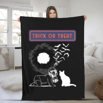 Discover trick or cat or Treat Halloween Funny Novelty 80s Fleece Blankets