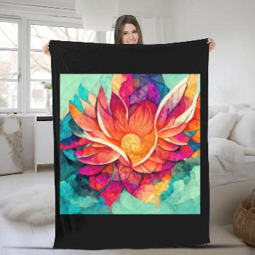 Discover Colorful mandala flower version 7 Fleece Blankets