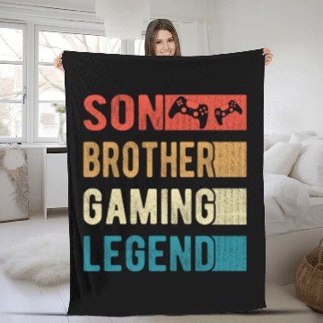 Discover Son Brother Gaming Legend Gamer Boy Gift Vintage Fleece Blankets