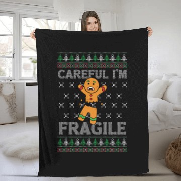 Discover Christmas Careful I'm Fragile Funny Gingerbread Fleece Blankets