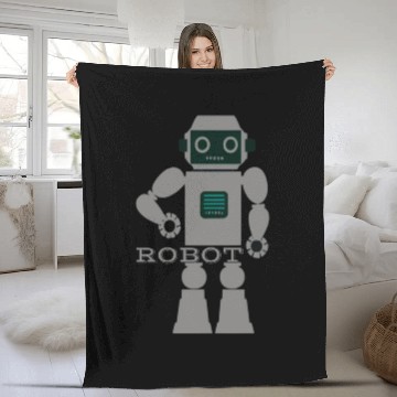 Discover ROBOT digital character. Fleece Blankets