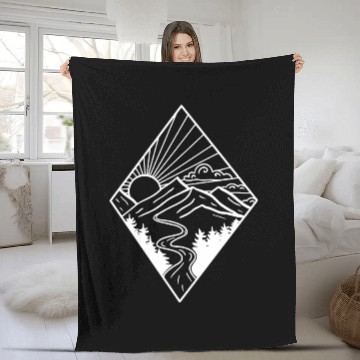 Discover Sunrise Diamond mountain and river Fleece Blankets