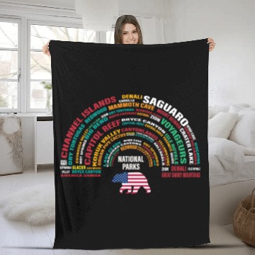 Discover US National Parks, National Park, Denali, Redwood Fleece Blankets