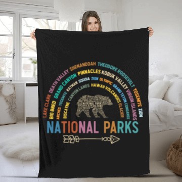 Discover US National Parks, National Park, Denali, Redwood Fleece Blankets