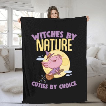 Discover Witches By Nature Cute Axolotl Witch For Halloween Fleece Blankets
