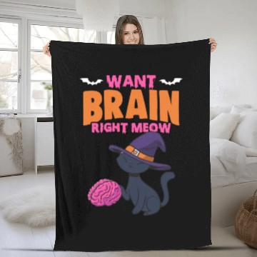 Discover Halloween Zombie Cat For A Trick Or Treat Brainy Fleece Blankets