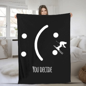 Discover skiing smile Fleece Blankets