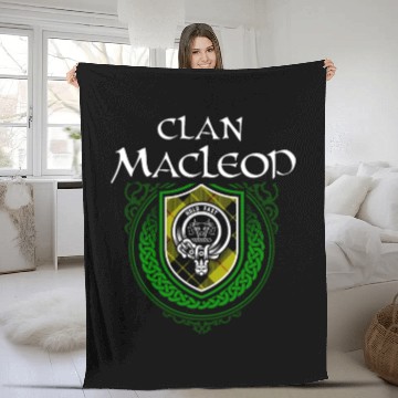 Discover Macleod Surname Scottish Clan Tartan Crest Badge Fleece Blankets