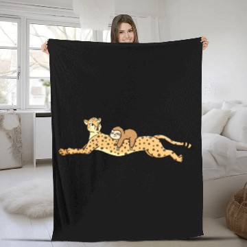 Discover Sloth Rides Cheetah Funny Animals Lover Gift Fleece Blankets
