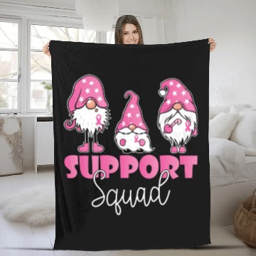 Discover Cute Gnomies Support Squad Breast Cancer Awareness Fleece Blankets