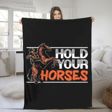 Discover Hold Your Horses Western Rodeo Riding Cowboy Fleece Blankets