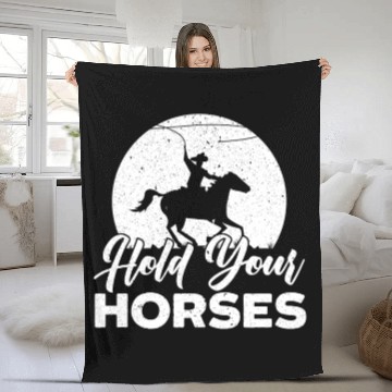 Discover Hold Your Horses Western Rodeo Riding Cowboy Fleece Blankets