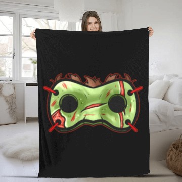 Discover Green Rotten Zombie Mask Costume for Halloween Fleece Blankets
