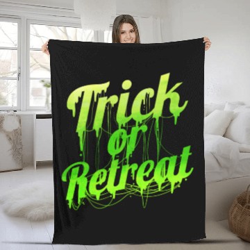 Discover Green Spiderweb Letter Trick Or Retreat Halloween Fleece Blankets