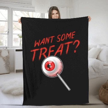 Discover Trick Or Treat Want Some Treat Eyeball Lollipop Fleece Blankets
