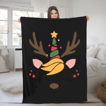 Discover cute Christmas reindeer Fleece Blankets