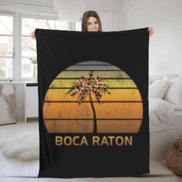 Discover Retro Boca Raton Christmas Family Vacation Fleece Blankets