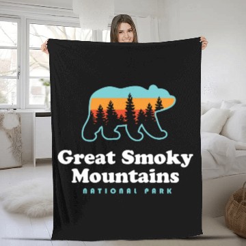 Discover Great Smoky Mountains Bear Great Smoky Mountains Fleece Blankets