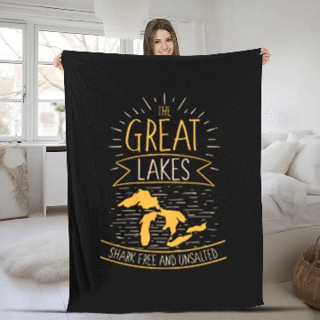 Discover The Great Lakes Shark Free Unsalted Michigan Fleece Blankets