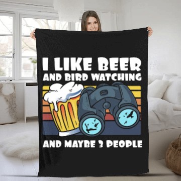Discover Birdwatching I Like Beer Binoculars Ornithologist Fleece Blankets
