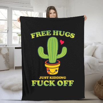 Discover Free Hugs Just Kidding Fuck Off Fleece Blankets