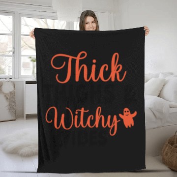 Discover THICK THIGHS WITCHY VIBES Fleece Blankets