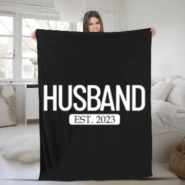 Discover Husband Est. 2023 Matching Couple Newlywed Married Fleece Blankets