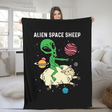 Discover Alien Space Sheep Astronaut Or Space Pilot Gift Fleece Blankets