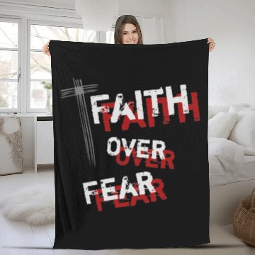 Discover Inspirational Christian Cross Faith Over Fear Fleece Blankets