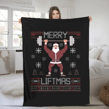Discover Merry Liftmas Ugly Christmas Gym Workout Fleece Blankets