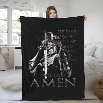 Discover The Crusader The Devil Saw Me Knight Templar Fleece Blankets