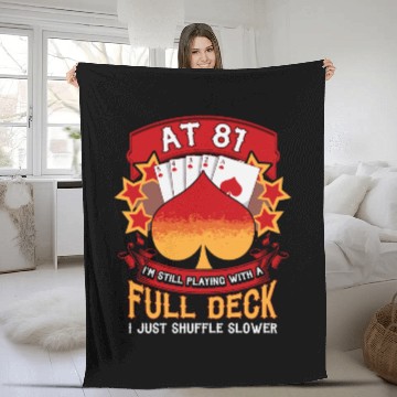 Discover 81 Year Old Birthday Funny Playing Card Saying Fleece Blankets