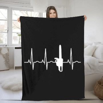 Discover Lumberjack Chainsaw Heartbeat Arborist Fleece Blankets