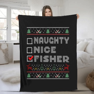 Discover Naughty Nice Fisher, Matching Christmas Group Fleece Blankets