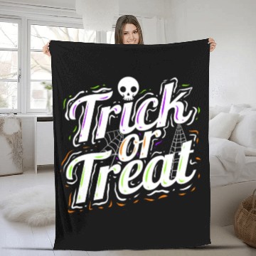 Discover Trick Or Treat Spiderweb Halloween Fleece Blankets