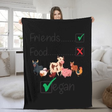 Discover Friends Not Food Vegan Farm Animals Funny Fleece Blankets