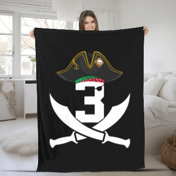 Discover Number 3 Pirate Boys 3 Year Old Fun 3rd Birthday Fleece Blankets