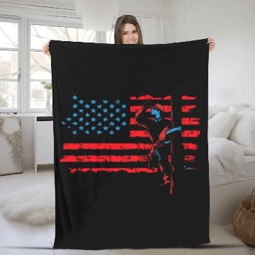 Discover Lineman Electrician US Flag Gift For Men And Women Fleece Blankets