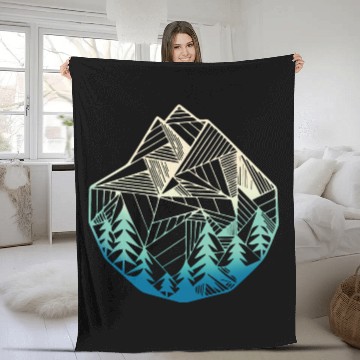 Discover Minimal Mountains Geometry Outdoor Hiking Fleece Blankets