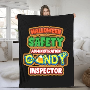 Discover Halloween Costume Halloween Safety Candy Inspector Fleece Blankets