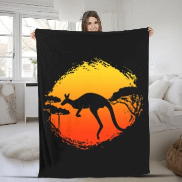 Discover Kangaroo Australia Animal Aussie Nature Australian Fleece Blankets