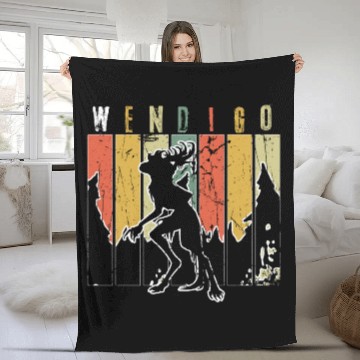 Discover Retro Folk Wendigo Halloween Cryptid Monster Fleece Blankets