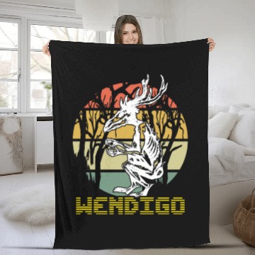 Discover Vintage Folk Wendigo Halloween Cryptid Monster Fleece Blankets