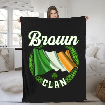 Discover Brown Surname Irish Last Name Ireland Flag Fleece Blankets