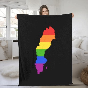 Discover Sweden Rainbow Flag for proud LGTBQ Swedish Fleece Blankets